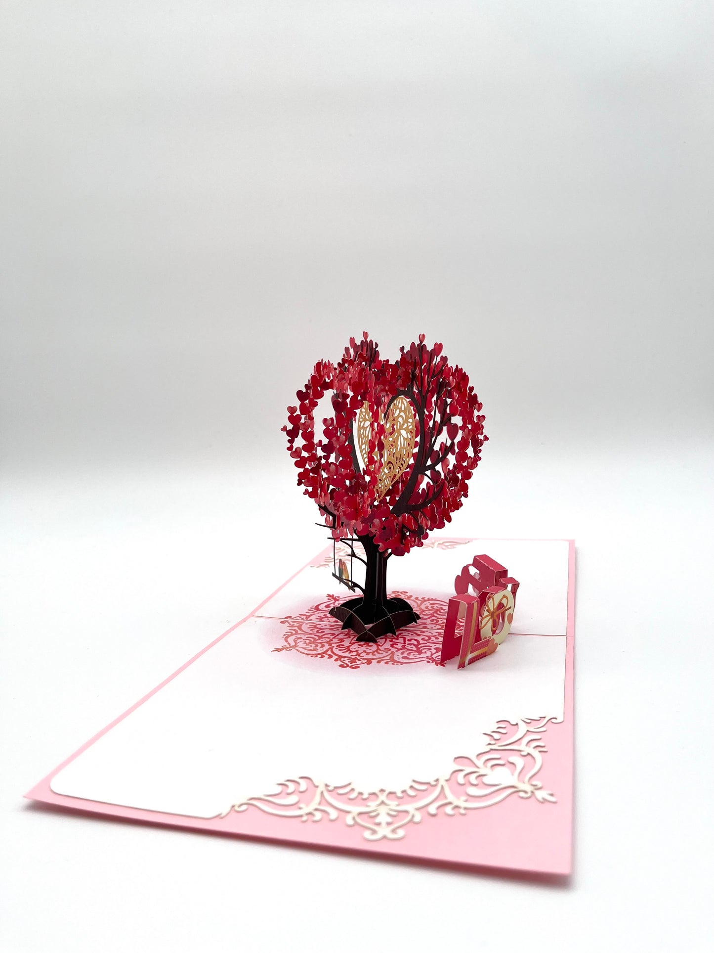 Herzbaum mit schaukelnden Vögeln 3D Pop-Up