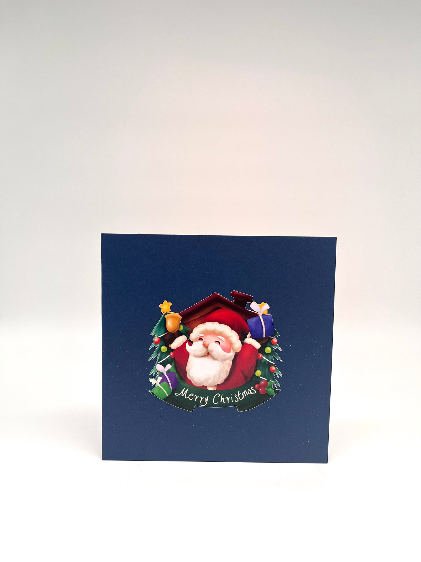 Tannenbaum schmückender Weihnachtsmann 3D Pop-Up