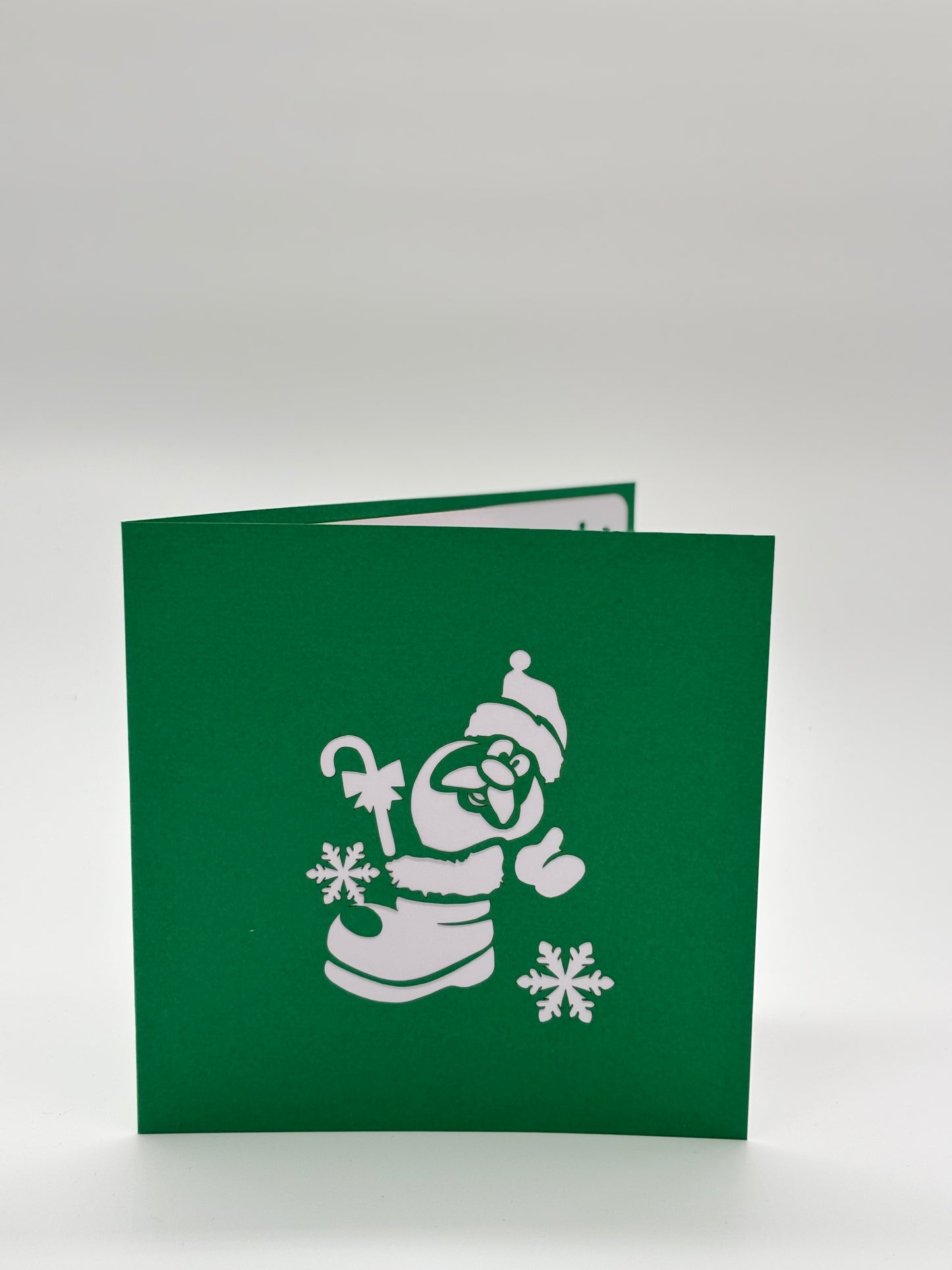 Weihnachtsmann mit Nikolaus Stiefel 3D Pop-Up Karte