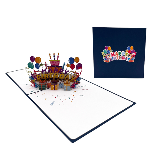 Geburtstagskarte mit Kerzen und Luftballons / Happy Birthday 3D Pop-Up