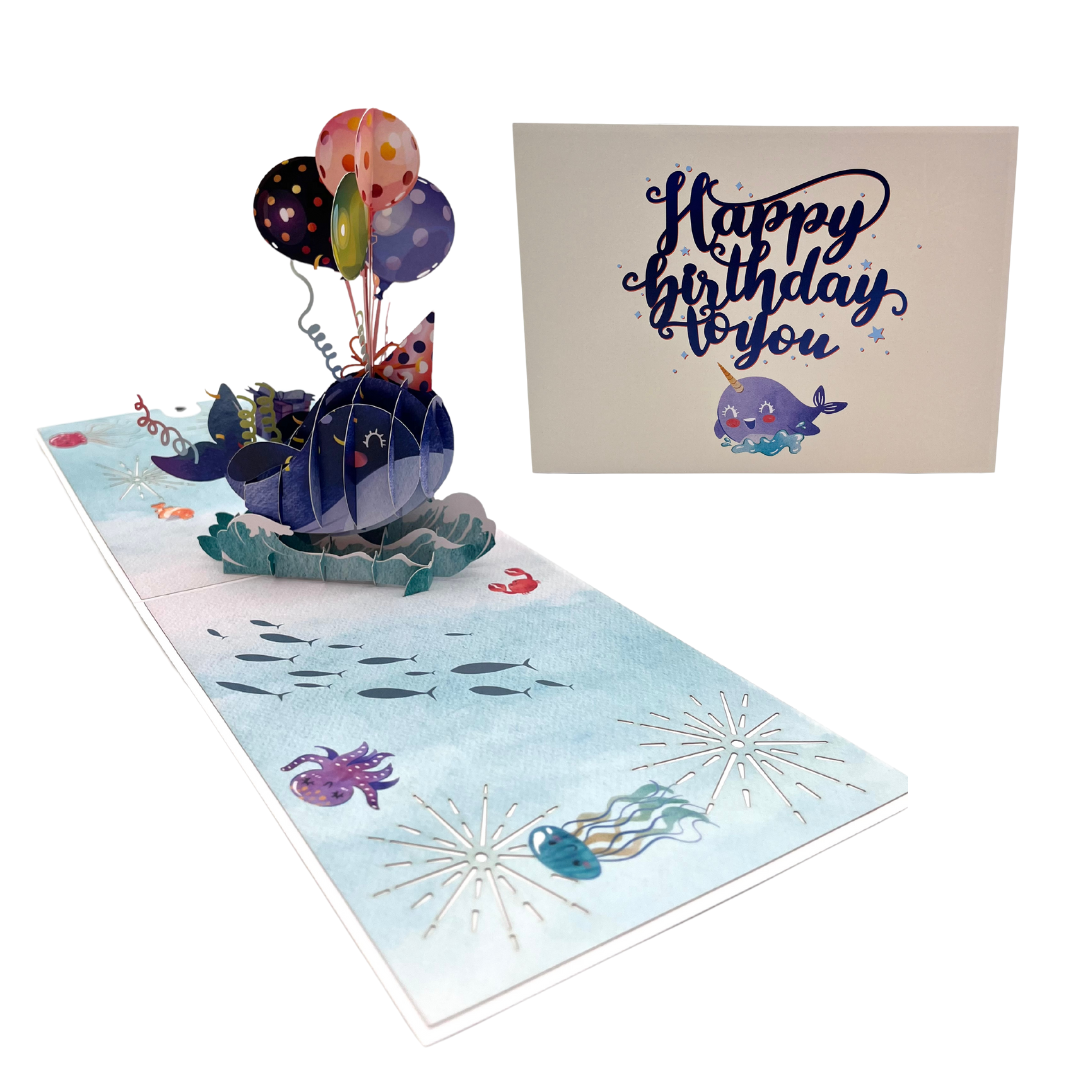 Happy Birthday Wal mit Geburtstagsballoons 3D Pop-Up
