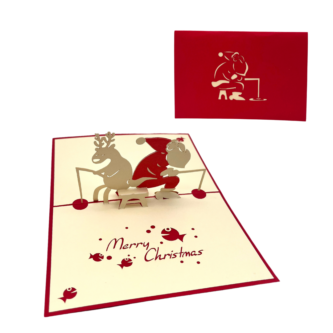 Weihnachtsmann beim Angeln 3D Pop-Up