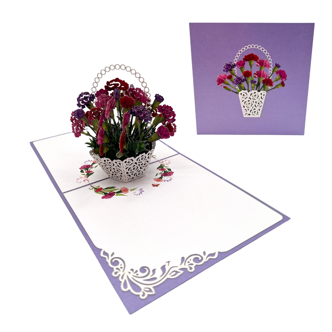 Muttertag Blumenkorb mit Nelken 3D Pop-Up