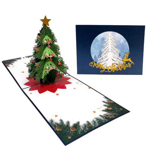 Merry Christmas mit geschmücktem Tannebaum 3D Pop-Up