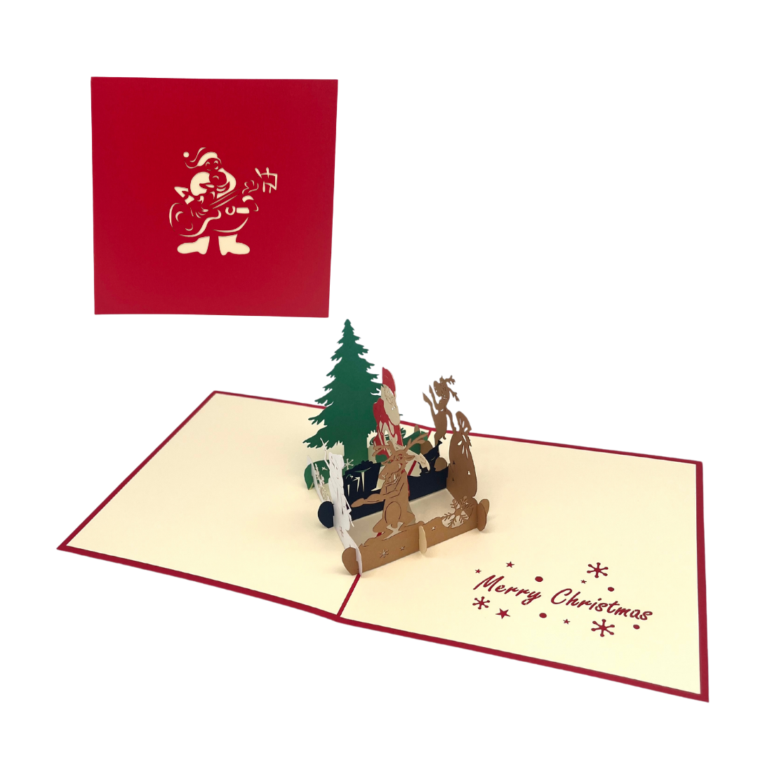 Weihnachtsmann mit E-Gitarre 3D Pop-Up