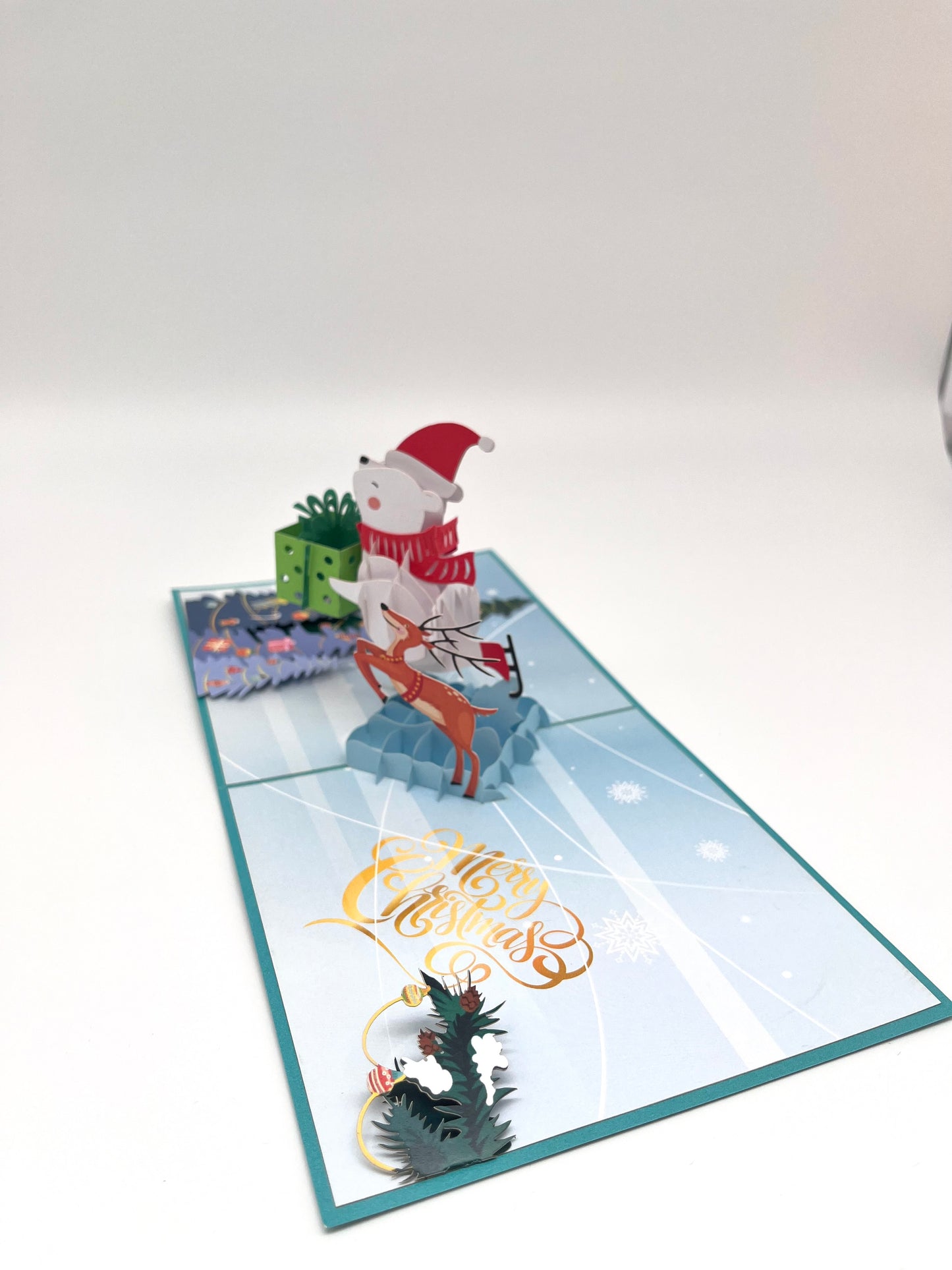 Eisbär auf Schlitten mit Geschenken 3D Pop-Up