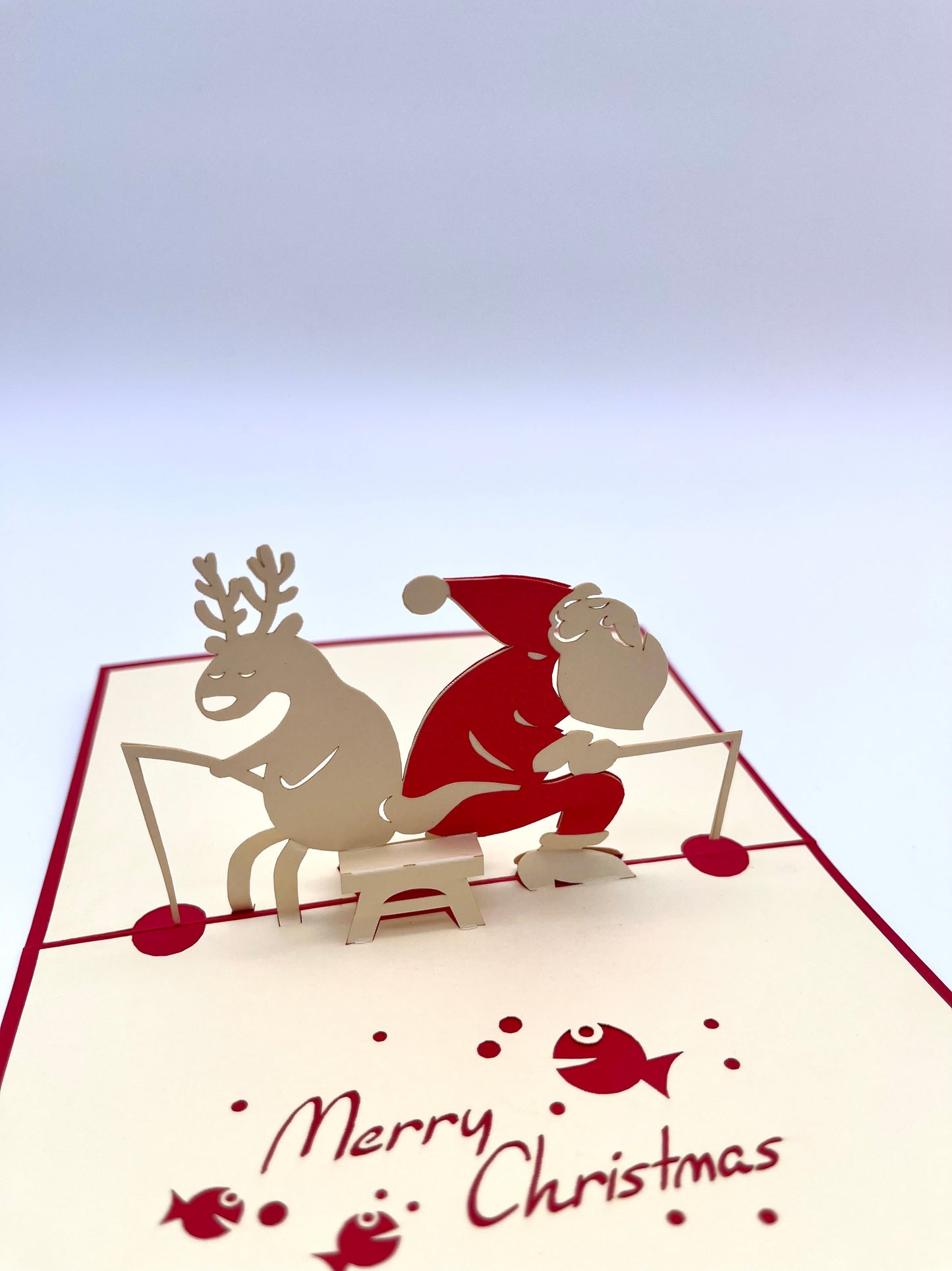 Weihnachtsmann beim Angeln 3D Pop-Up