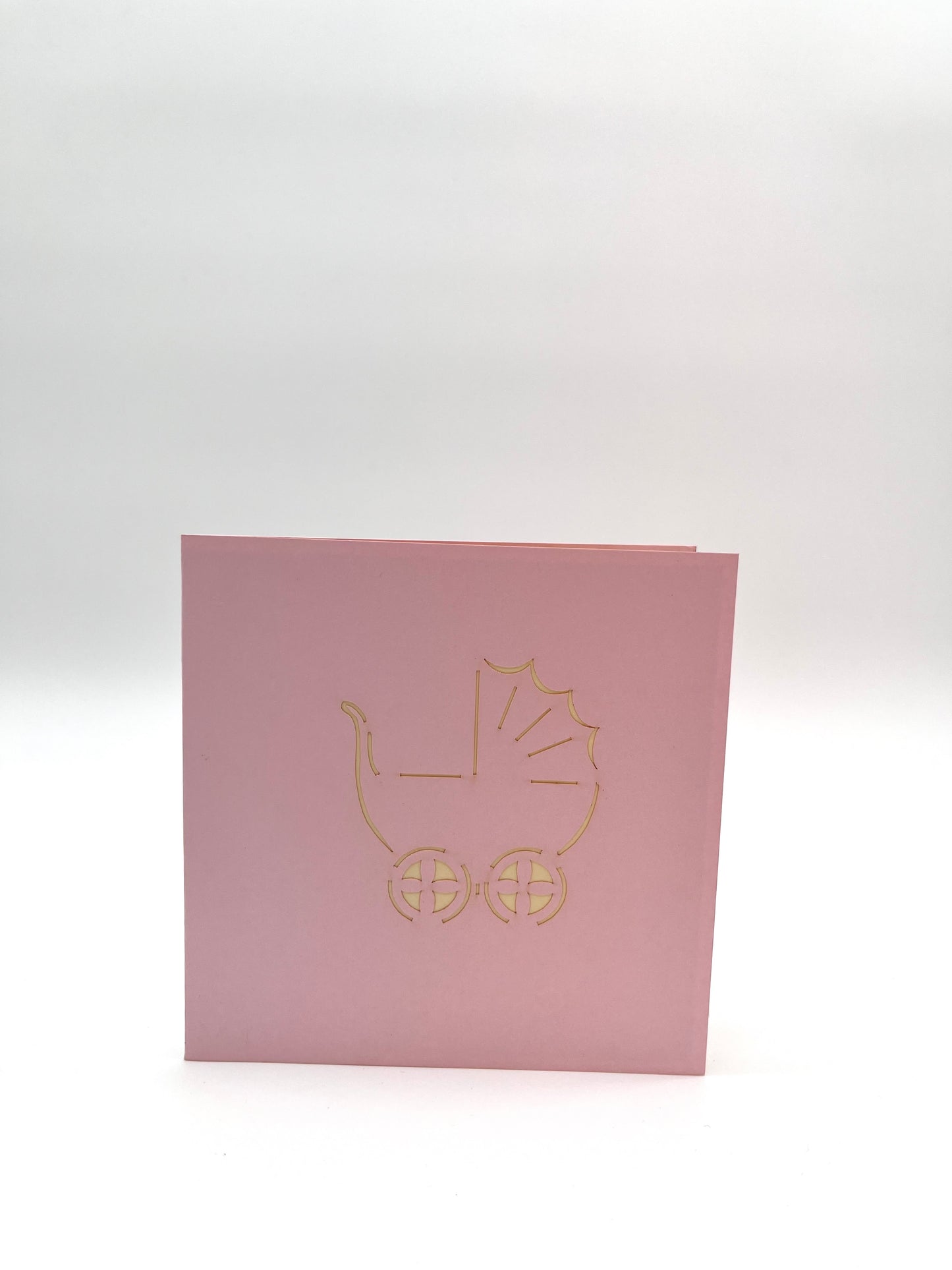 Babywagen 3D Pop-Up Karte rosa