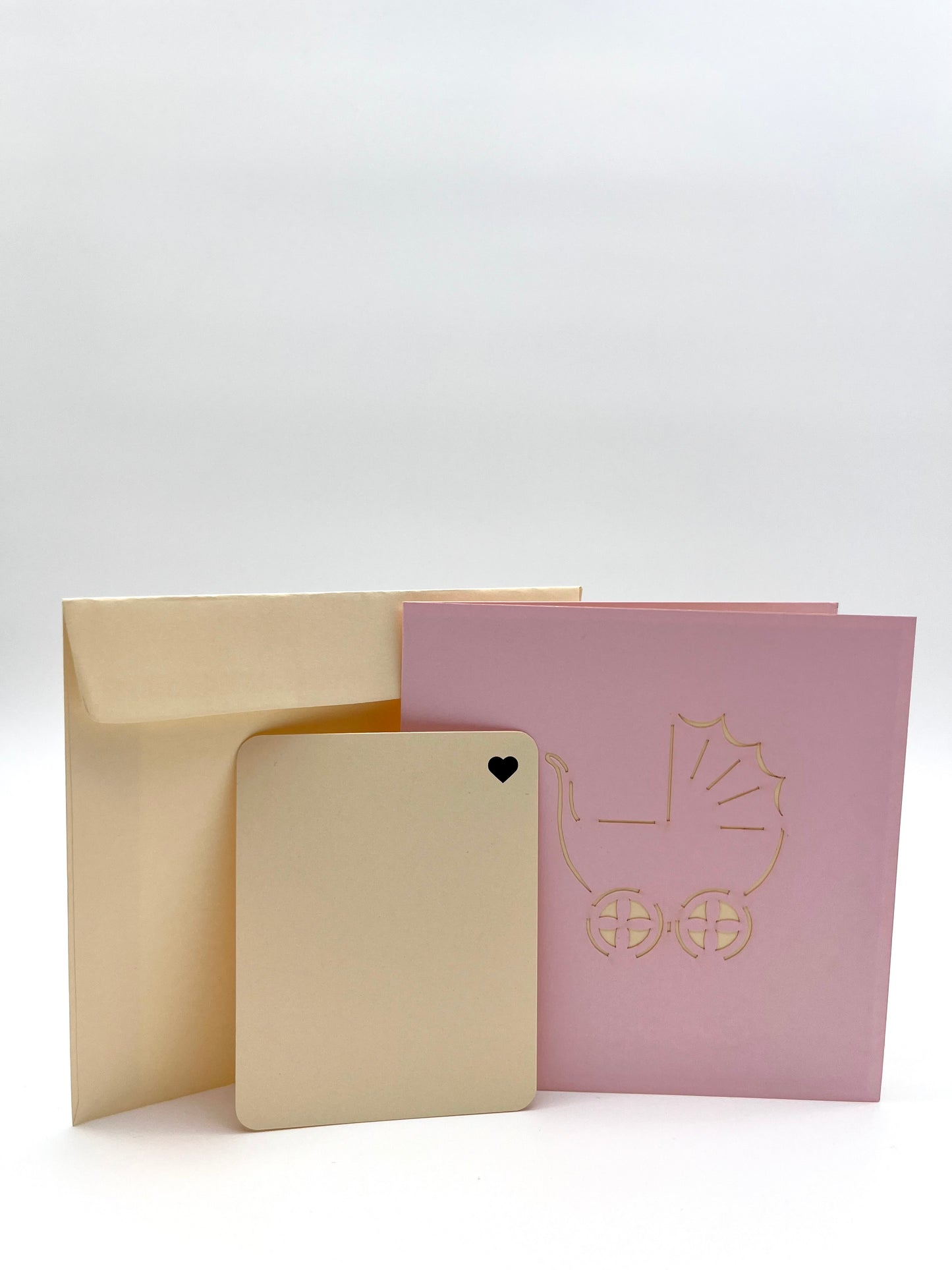 Babywagen 3D Pop-Up Karte rosa