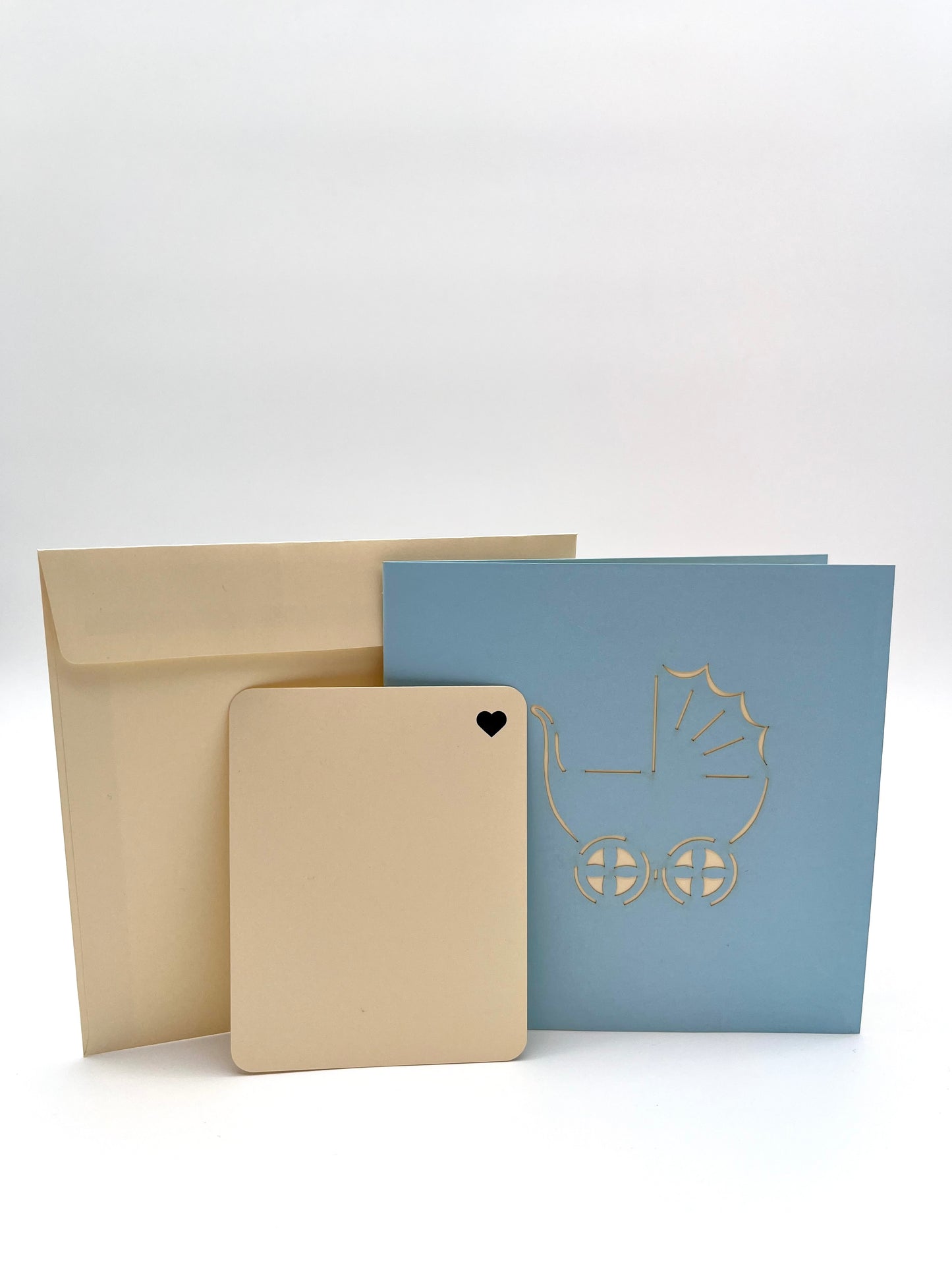 Babywagen 3D Pop-Up Karte blau