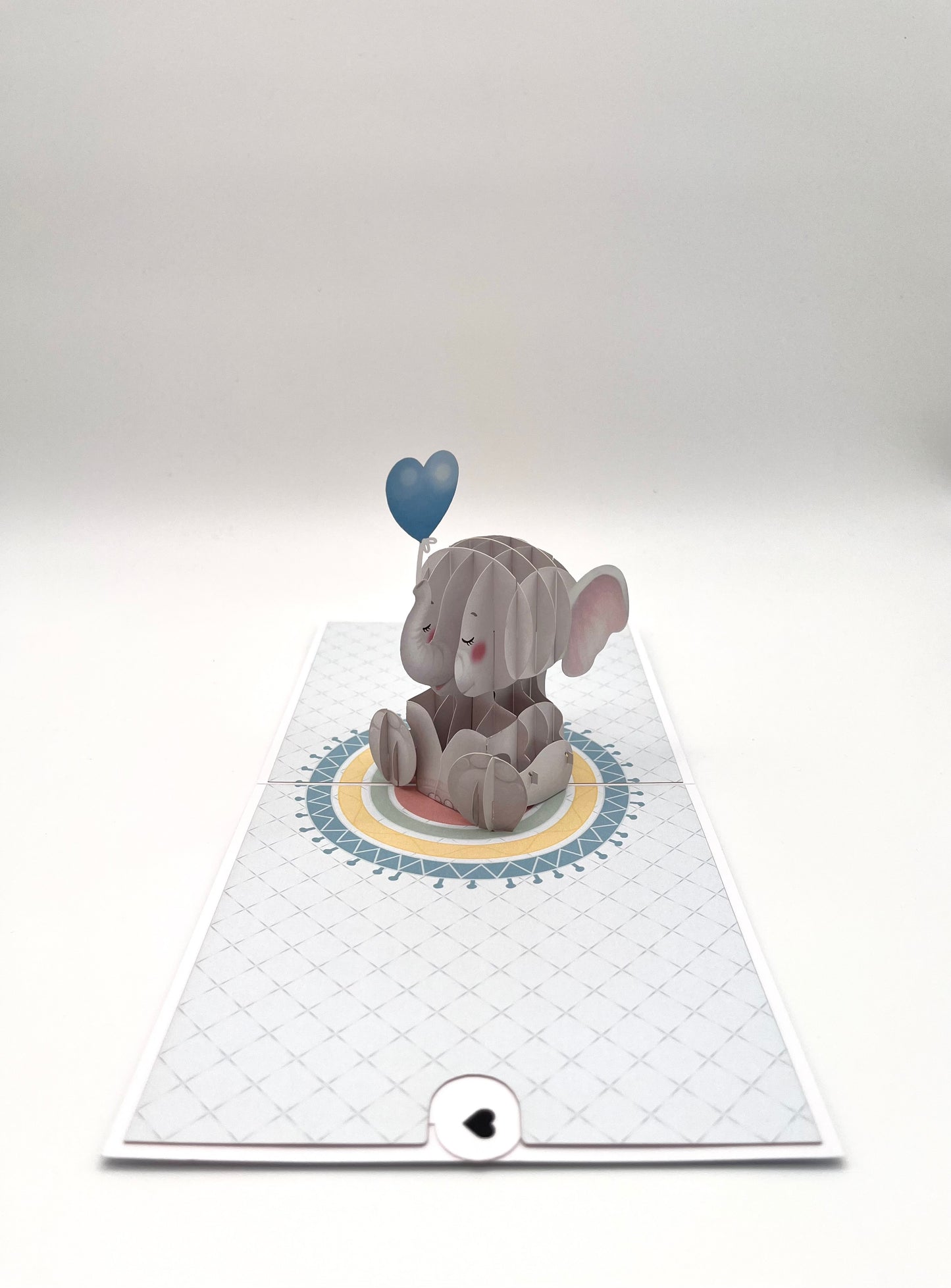 Baby Elefanten Karte mit Herzballon in blau 3D Pop-UP