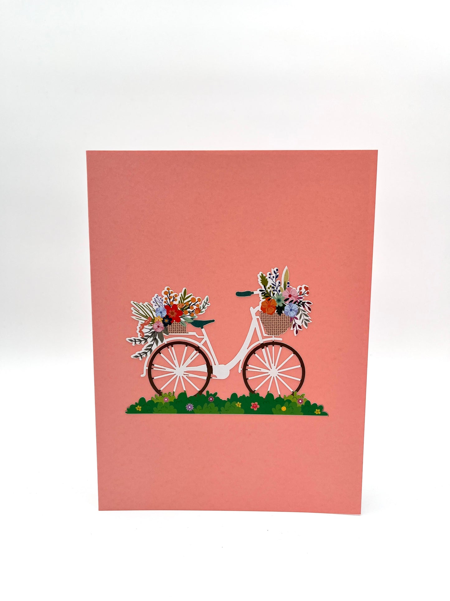 Fahrrad mit Blumenkorb auf der Wiese 3D Pop-Up