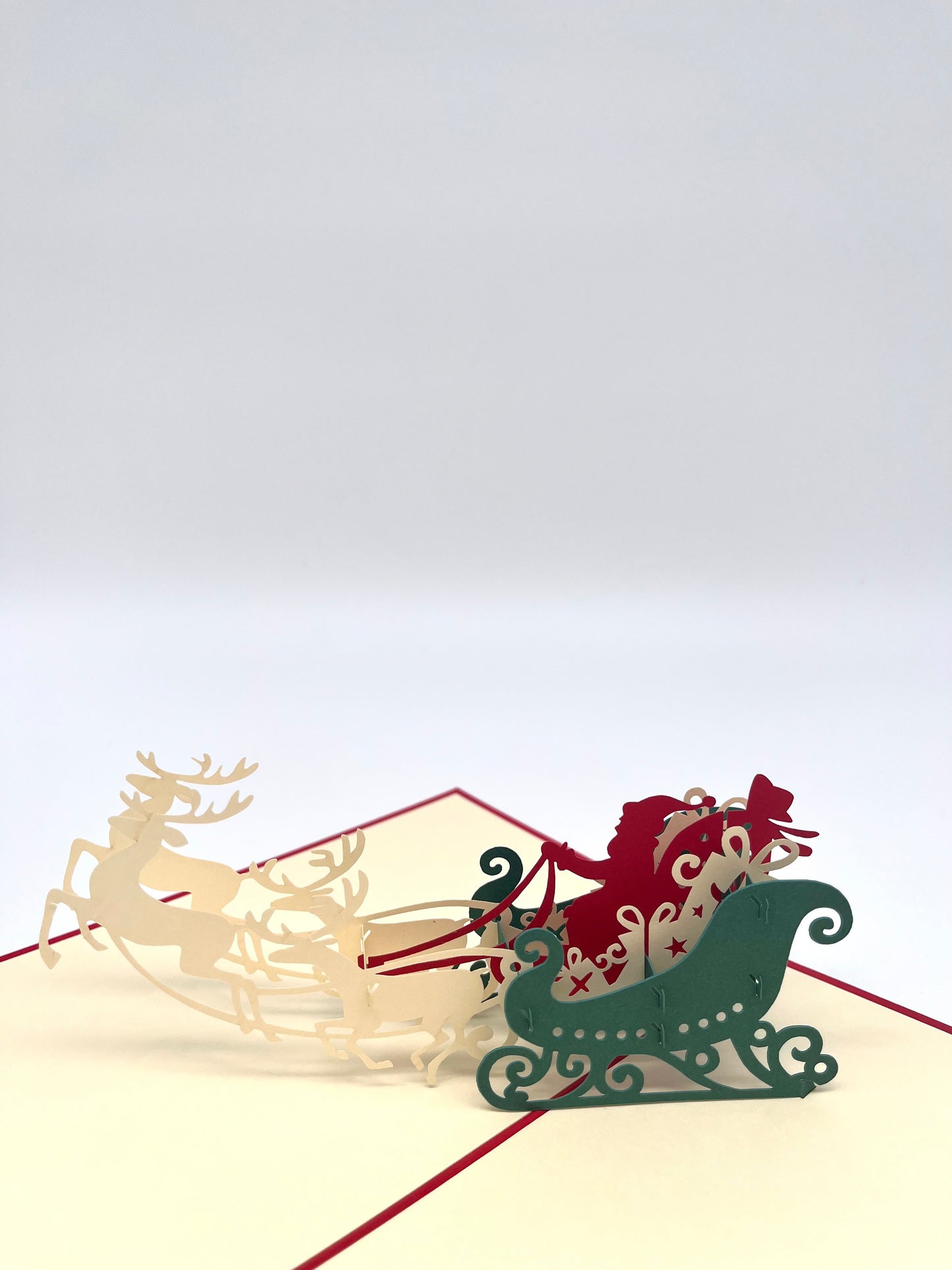 Rentier mit Schlitten 3D Pop-Up