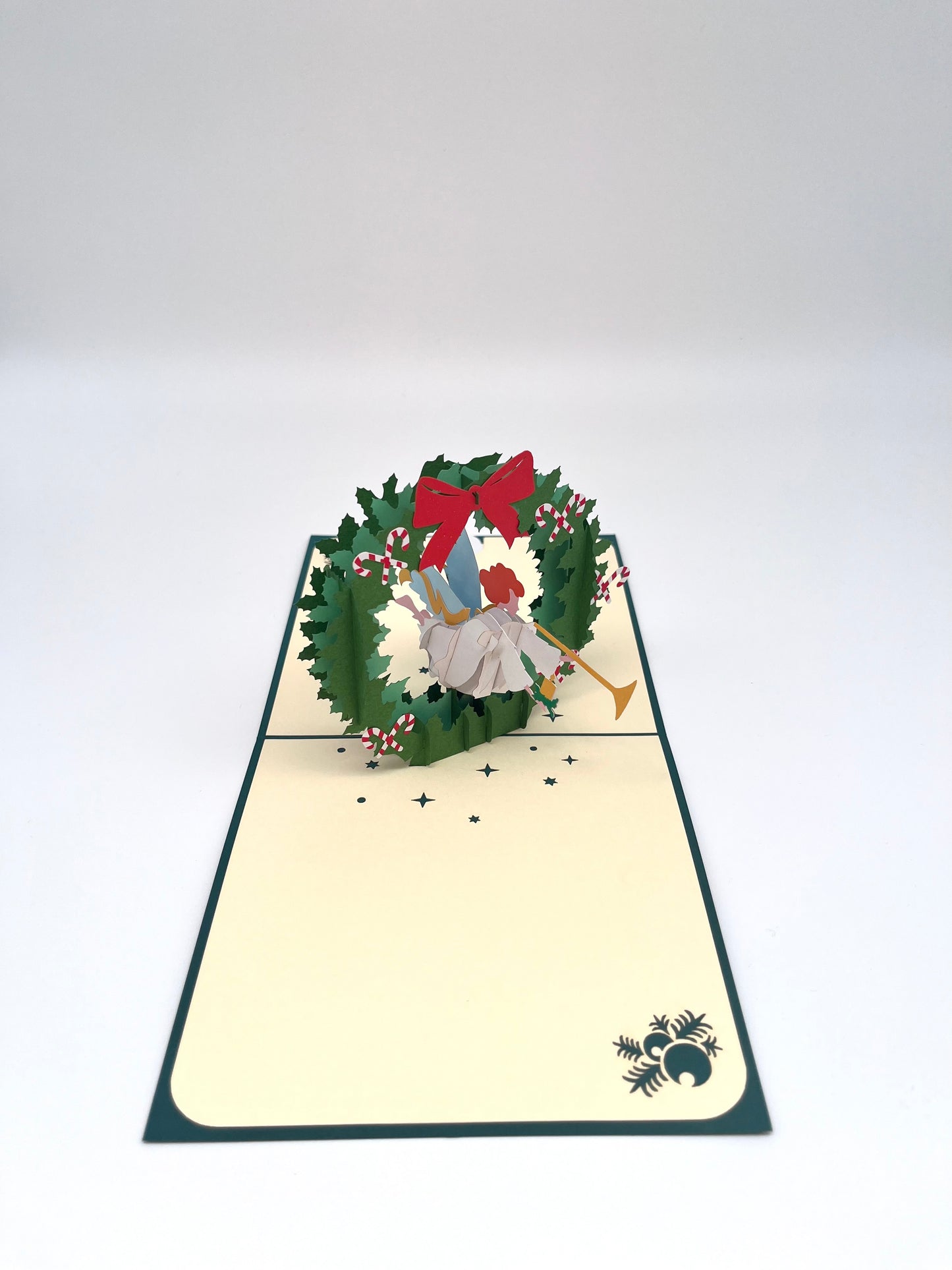Weihnachtskranz mit Engel 3D Pop-Up Karte