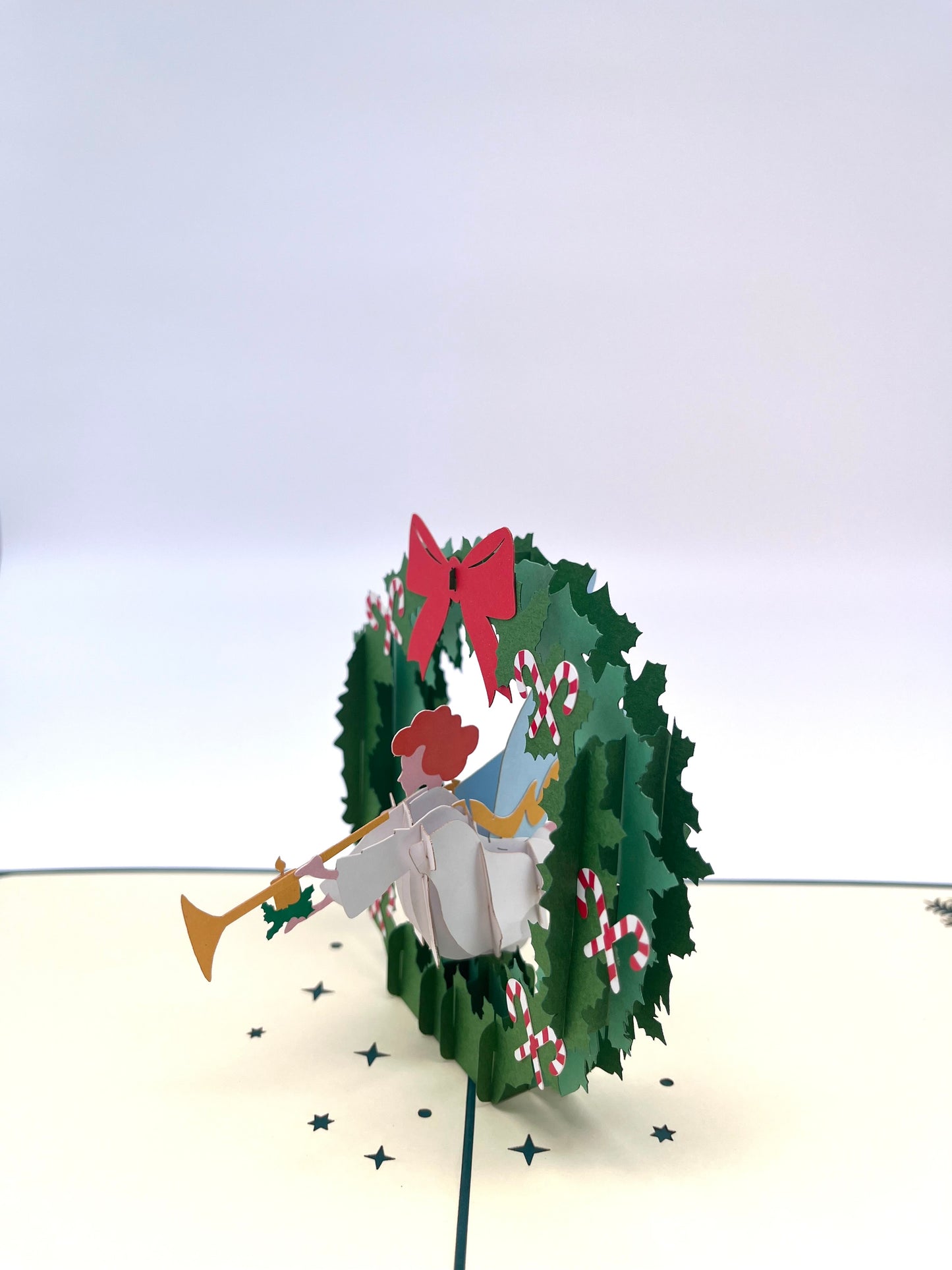 Weihnachtskranz mit Engel 3D Pop-Up Karte