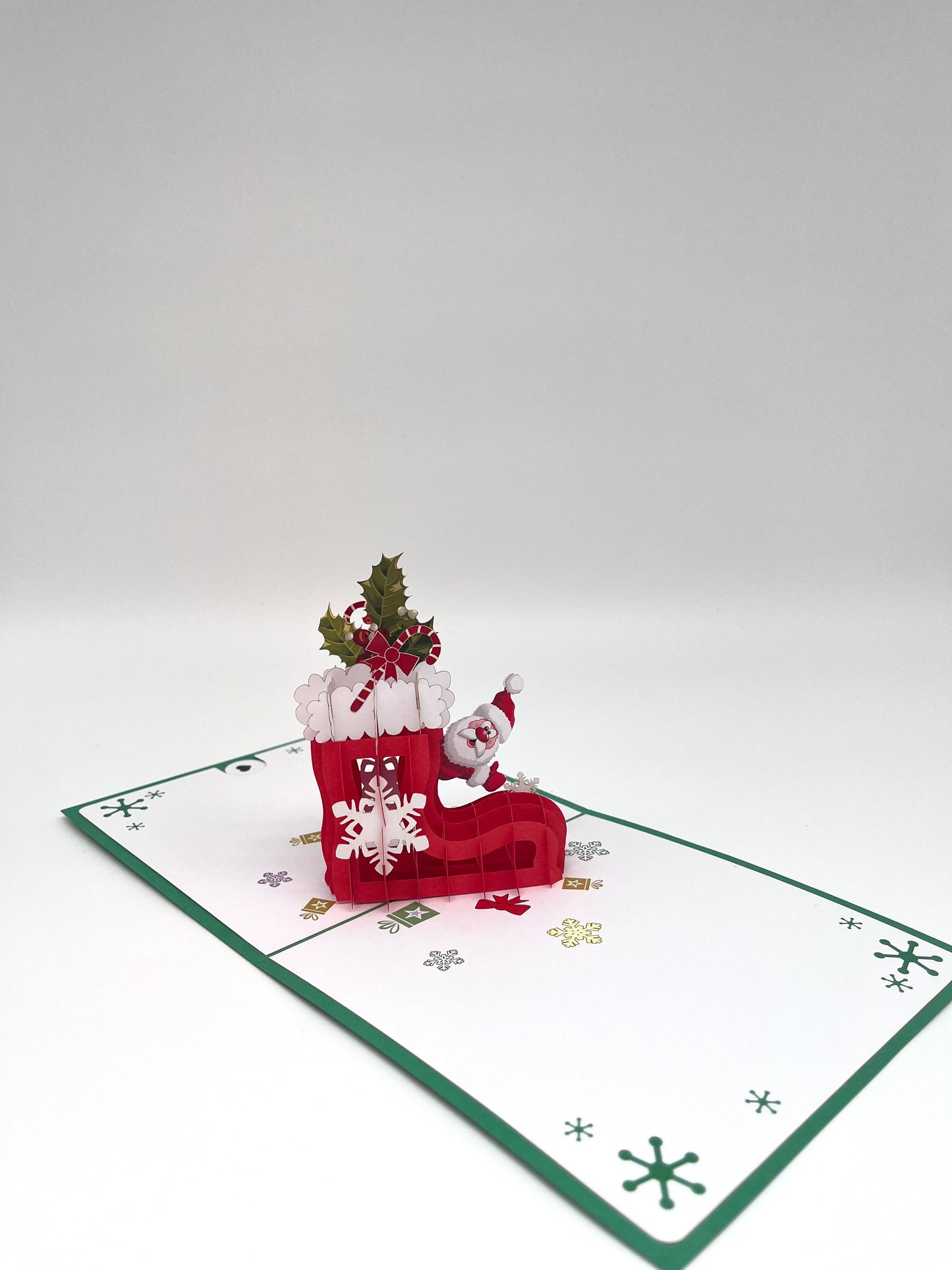 Weihnachtsmann mit Nikolaus Stiefel 3D Pop-Up Karte