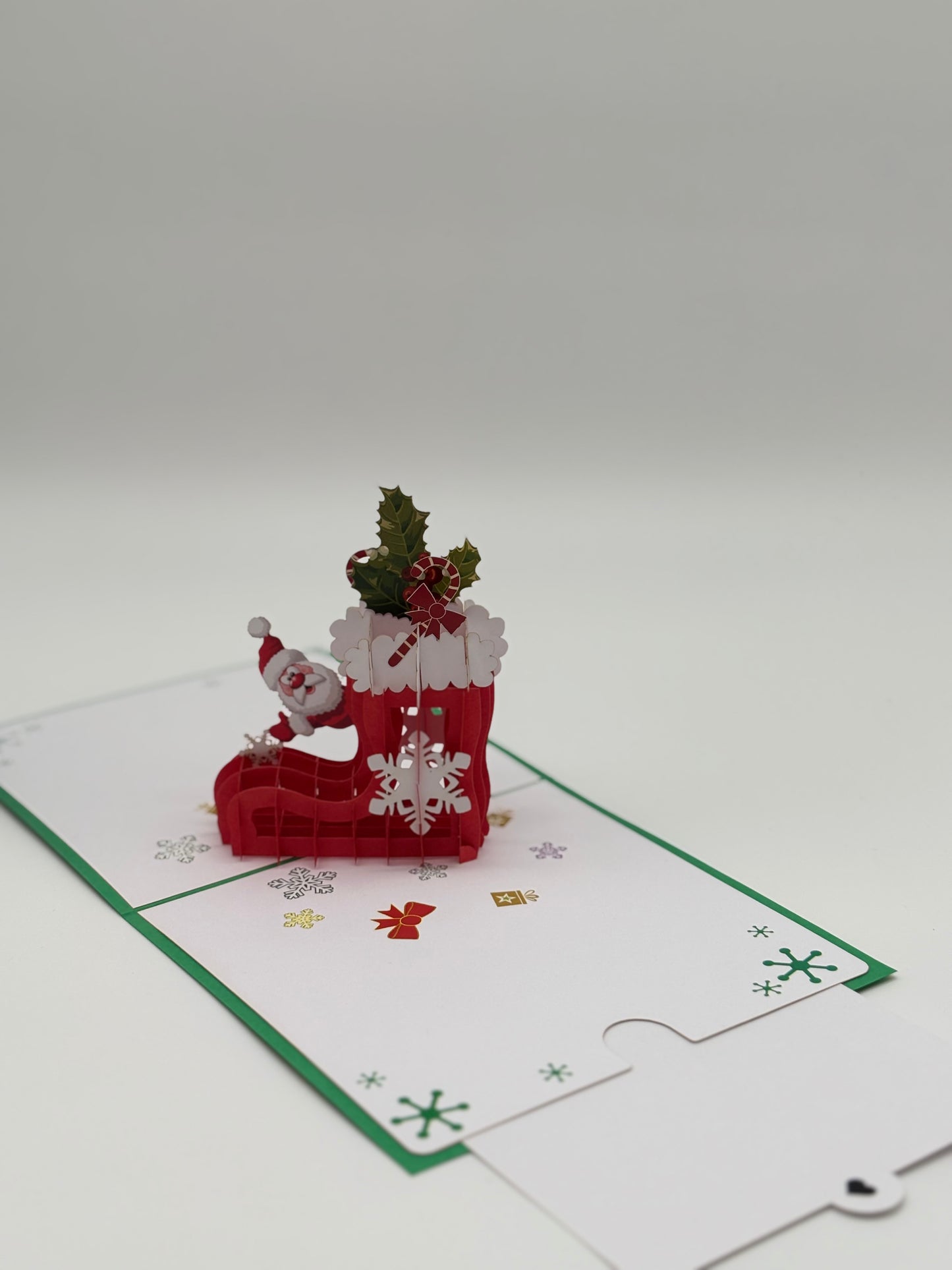 Weihnachtsmann mit Nikolaus Stiefel 3D Pop-Up Karte