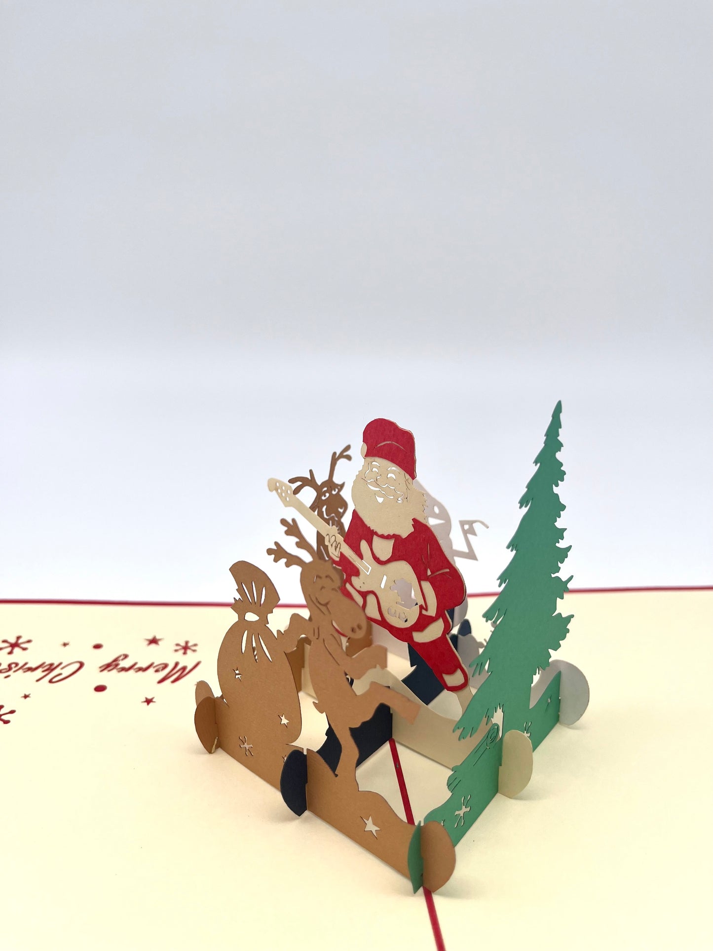 Weihnachtsmann mit E-Gitarre 3D Pop-Up